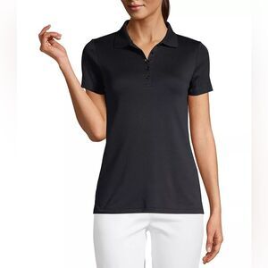 Lands’ End Supima Cotton Polo Shirt Black Large NWT